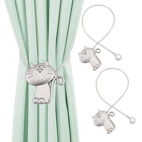 JNRFTY 2 Stück Magnetische Vorhang Raffhalter Katze Vorhang Schnalle mit flexiblem Seil für Heim, Outdoor Vorhang Dekoration von JNRFTY