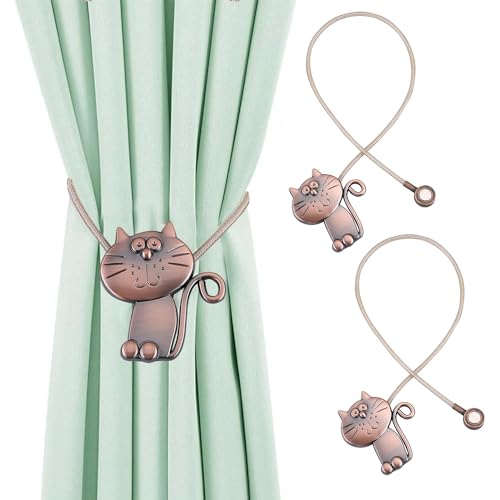 JNRFTY 2 Stück Magnetische Vorhang Raffhalter Katze Vorhang Schnalle mit flexiblem Seil für Heim, Outdoor Vorhang Dekoration von JNRFTY