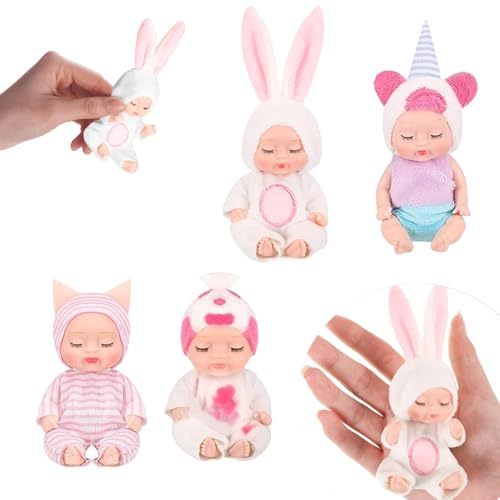 JOAASU Mini Baby Puppe, Mini Reborn Puppen, Babypuppe 4 Stück, Kleine Mini PüPpchen Mit Kleidung, Newborn Reborn Baby, Mini Baby Puppe für Mädchen, Kleinkinder und Kinder von JOAASU