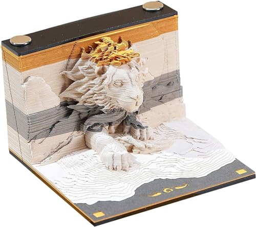 JOAAZAR 3D Kalender Abreißen 2024, 3d Kalender Löwe Notizblock, 180 Blatt DIY Kunst Memo Pad Papier, Büro Schreibtisch Dekor, für Kind/Liebhaber/Freunde/Ehefrau Geschenke (Löwe) von JOAAZAR