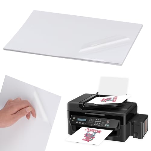Stickerpapier zum Bedrucken A4, 20 Blätt A4 Aufkleber Papier zum Drucken, Selbstklebende Vinyl Aufkleberfolien, Transparent Bedruckbar Klebefolien Druckerpapier für Laserdrucker Tintenstrahldrucker von JOCAHULFX