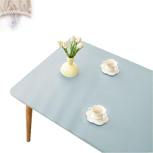 JOCCOS Luxuriöse wasserdichte und ölabweisende Tischdecke, waschbeständig, PU-Leder, fixierbar, elastische Tischdecke für Esszimmer, Bauernhaus, Küche (Blau, 80 x 120 cm) von JOCCOS