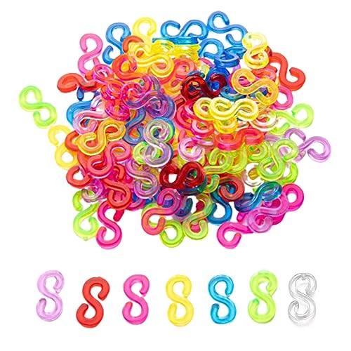 JOCXZI Anschluss S Clips - 500 Pcs Loom Bänder Verschlüsse Bunte Rubber Loops Werkzeug Nachfüll S Clips Loops Armband Plastik Loops für den Anschluss von Loom Band Armbänder Schmuck Zubehör (Bunte) von JOCXZI