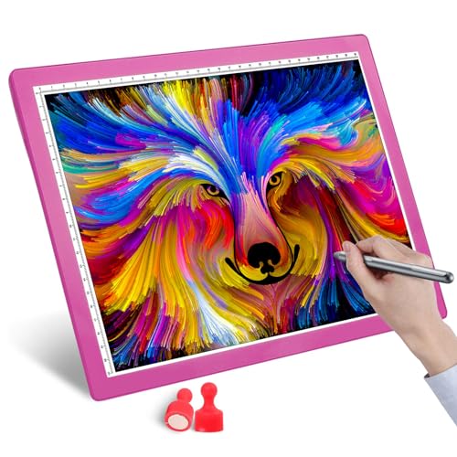 Wiederaufladbar LED A4 Leuchttisch Grafiktablett Light Pad Digitales Tablet Copyboard mit 5 stufiger, dimmbarer Helligkeit zum Nachzeichnen von Zeichnungen (Rose) von JOEAIS