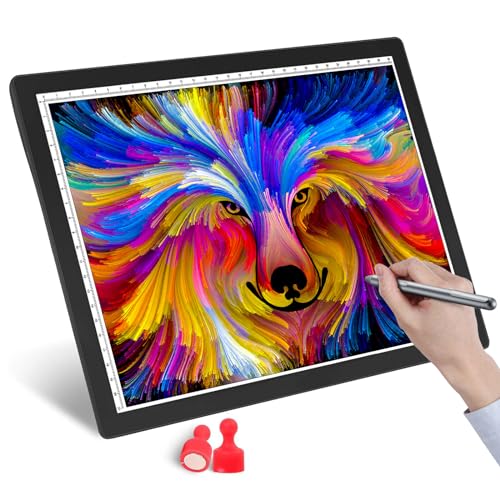 Wiederaufladbar LED A4 Leuchttisch Grafiktablett Light Pad Digitales Tablet Copyboard mit 5 stufiger, dimmbarer Helligkeit zum Nachzeichnen von Zeichnungen (Schwarz) von JOEAIS