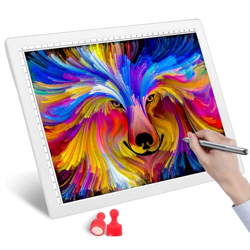 Wiederaufladbar LED A4 Leuchttisch Grafiktablett Light Pad Digitales Tablet Copyboard mit 5 stufiger, dimmbarer Helligkeit zum Nachzeichnen von Zeichnungen (Weiß) von JOEAIS