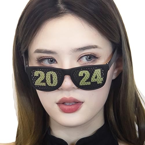 JOERBABU 2024 Neujahrsbrille, ausgefallene Neujahrsparty-Brille, lustige Brillen, Geschenke 2024, dekorative Brille von JOERBABU