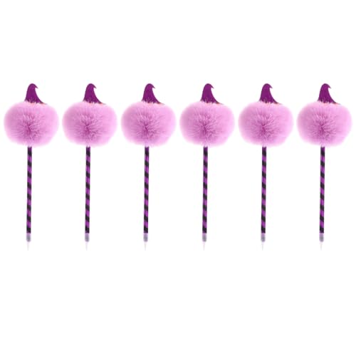 JOERBABU 6 x Pompons Kugelschreiber, 0,7 mm, dekorativer Stift für Halloween, glattes Schreiben, Schreibwaren für Schüler von JOERBABU