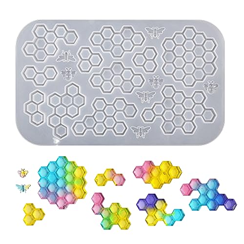 JOERBABU Epoxid-Schmuckform, Wabenform, Epoxidharz, Gießform für Schlüsselanhänger, Wandbehang, Harz-Silikonform von JOERBABU