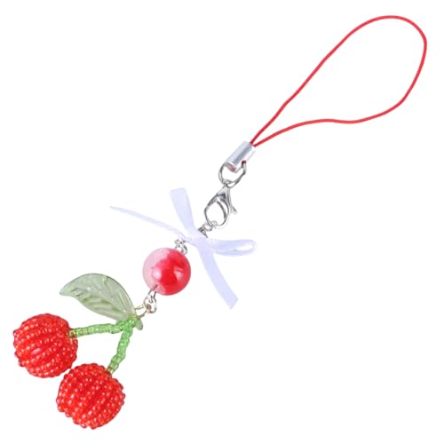 JOERBABU Sweet Phone Chain Strap Lanyard Beaded Cherries Pendant Phone Charm Hanging Decoration Lovely Phone Accessories von JOERBABU