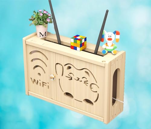 JOEUQK Aufbewahrungsbox für Routerregale, WiFi-Router, Wandmontage, hängende Routerstütze, Holzwand-Aufbewahrungsbox, B-36 x 24 cm von JOEUQK