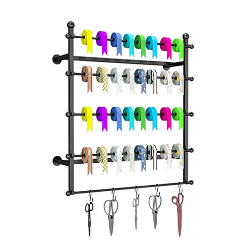 JOEUQK Ribbon Racks for Craft Room/Retail Store, Wall Mount Sewing Spool Thread Holder Wrapping Paper Roll Dispenser, Scarf Display Stands for Selling von JOEUQK