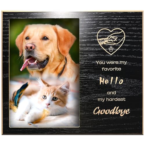 JOEZITON Bilderrahmen für Haustierverlust, personalisierbar, Holz, 10 x 15 cm, für den Verlust von Hunden oder Katzen (WO) von JOEZITON