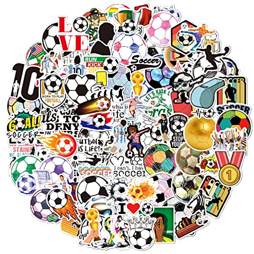 JOFONY 100 Pcs Football Aufkleber,Sport Fußball Aufkleber,Wasserdicht Laptop Aufkleber mit verschiedenen Mustern,Fussball Sticker für Dekorationen oder Geschenke von JOFONY