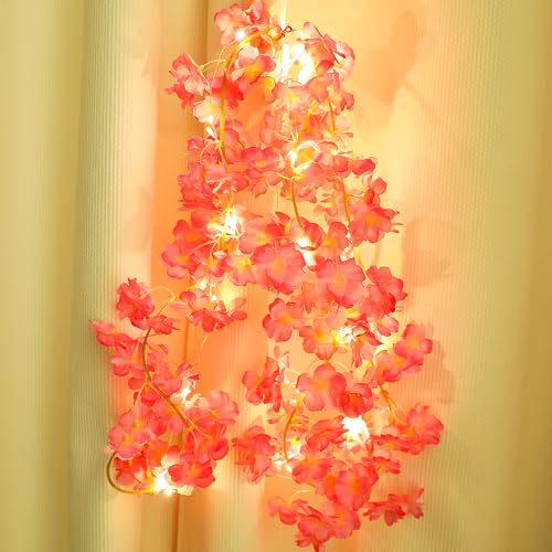 JOFONY LED Lichterkette Blumen,Rosa LED Lichterkette Kirschblüten,2M 20LEDs Lichterkette Batterie,Lichterkette Frühling Deko für Festival,Party,Valentinstag Hochzeit von JOFONY