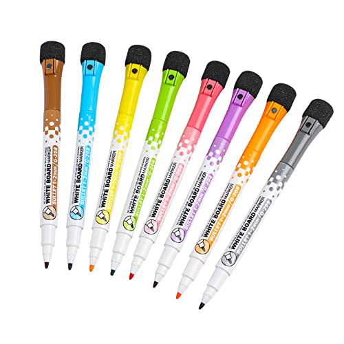 JOFONY Whiteboard Marker,8 Farben Trocken Abwischbar Stift, 2 in 1 Kreidemarker mit schwamm,Abwischbar Folienstift für Büro,Schule,Zuhause von JOFONY