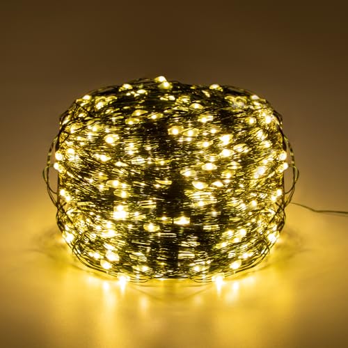 JOIEYOU Lichterkette Außen Innen, LED Lichterkette aus Kupferdraht, IP44 wasserdichte Fairy Lights mit Stecker - 2000 LED, 200 m von JOIEYOU