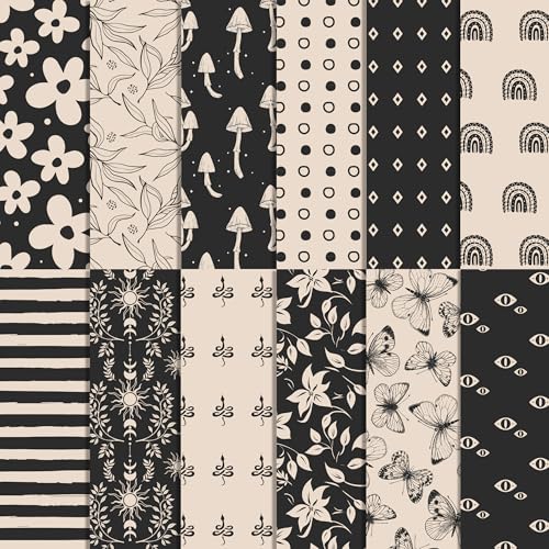 24 Blatt Boho gemustertes Scrapbook-Papier, Schwarz Beige, doppelseitiges dekoratives Papier für Handbuch, Zeitschriften, Alben, Basteln 24 Blatt Boho gemustertes Scrapbook-Papier, Schwarz Beige, doppelseitiges dekoratives Papier für Handbuch, Zeitschriften, Alben, Basteln von JOINFANXIN
