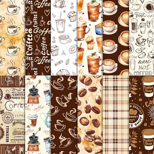 Kaffee-Scrapbook-Papierblock, Kaffee-Dessert-Cartoon, doppelseitig, dekoratives Papier für Bastelarbeiten, Kunst, Scrapbooking, Album-Dekoration, 24 Stück von JOINFANXIN