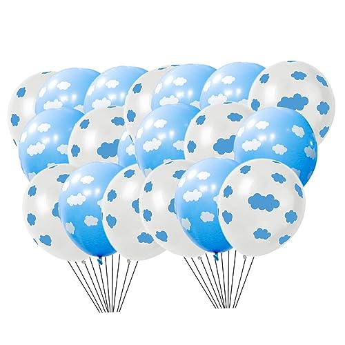 JOINPAYA 1 Satz 50 Stück Blaue Ballonballons Zum Valentinstag Ballons Partydekoration Weißes Blaues Schöner Partyballon Blaues Outfit Weiße Ballons Emulsion von JOINPAYA