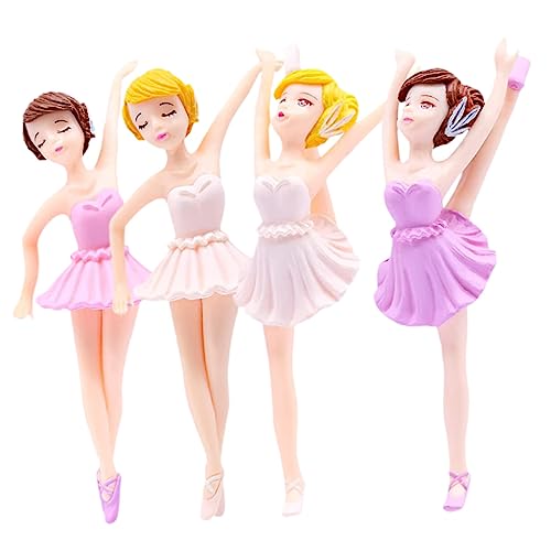 JOINPAYA 1 Satz Ballerina-mädchen Dekoration Für Kuchen Mädchenfiguren Kuchen Dekoratives Accessoire Tanzender Cupcake-topper Puppe Miniaturfiguren Auto Kuchendeckel Tänzer Pvc 4 Stück von JOINPAYA