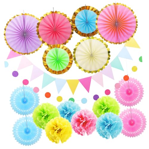 JOINPAYA 1 Satz Blumenball-papierfächerpaket Pastelldekor Hängende Dekoration Aus Papierfächern Pom-pom-dekorationen Pompon-dekorationen Aus Papier Gewebeblumendekorationen Glitzerpapier von JOINPAYA