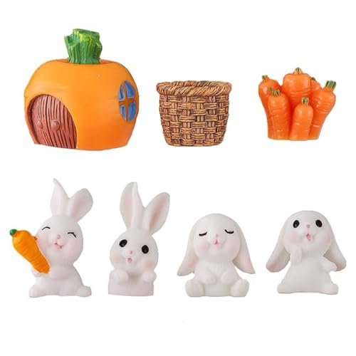 JOINPAYA 1 Satz Kuchendekoration Glückskaninchen-statue Hase Figur Kleine Kaninchenstatue Kaninchen-miniaturauto Cupcake-topper Mit Bauernhoftieren Miniaturkaninchen Schmücken Pvc von JOINPAYA