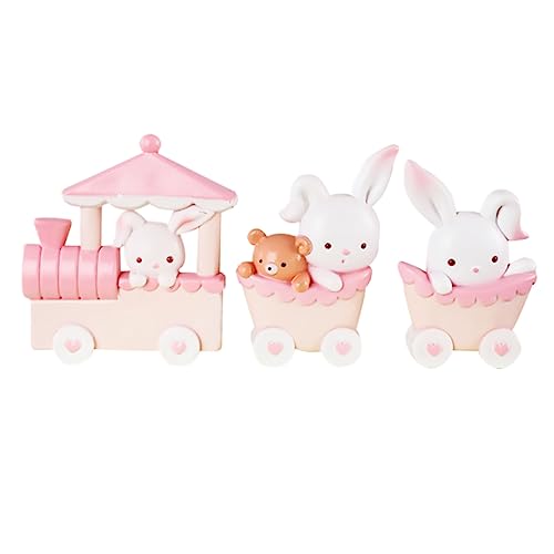 JOINPAYA 1 Satz Kuchendekoration Mini-hasen Einhorn Tortenaufleger Miniaturzug Miniatur-häschen Raupe Kostüm Wohnaccessoires Room Decoration Kuchenverzierung Harzornament Rosa 3st von JOINPAYA