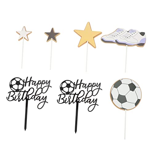 JOINPAYA 1 Satz Kuchenspieße Kuchen Picks Fußballverzierung Fußball-Geburtstagsfeier Kinderfußball geburtstagsdeko kindergeburtstags dekoration Kuchendekoration Kuchen Topper Black von JOINPAYA