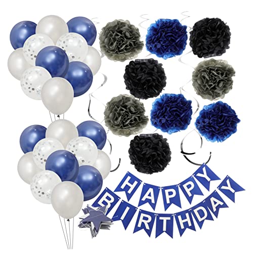 JOINPAYA 1 Satz geburtstagsbanner luftballons Geburtstag Zeichen Marine aufdecken Frauen Blau bastelzeug merksam geburstagsdeko alles zum Geburtstag Party-Banner Emulsion Navy von JOINPAYA