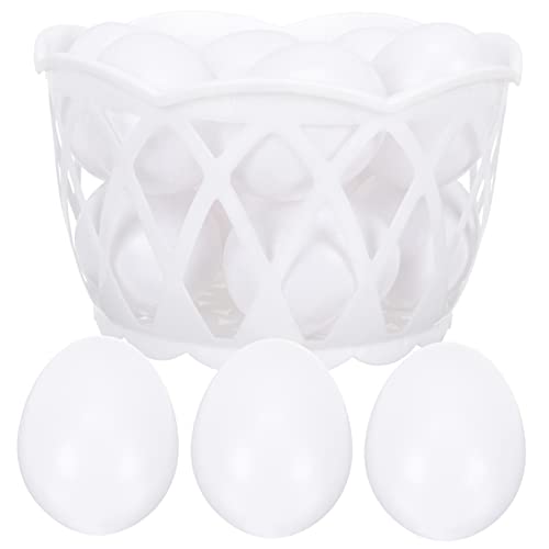 JOINPAYA 1 Satz nachgeahmte Eier künstlich Eierkorb Polystyrol Eierbecher ostereierfarbe easter eggs easter decoration easter Ostereihalter Simulation Ostereier Plastik Weiß von JOINPAYA