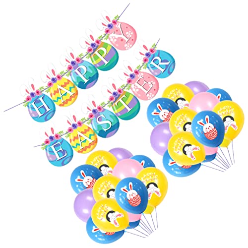 JOINPAYA 1 Set Happy Easter Luftballons Mit Bunten Osterhasen Und Ostereiern Party Deko Set Mit 20 Latexballons Und Schleifen Für Fröhliche Osterfeiern von JOINPAYA