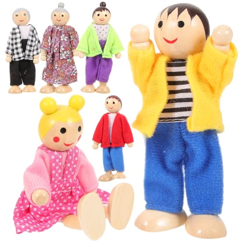 JOINPAYA Puppen Families Figuren Holzfiguren Puppenhaus 1 Set Miniatur Holzfiguren Familie Puppen Für Bewegliche Menschliche Figuren Ideal Für Puppenhäuser Und Kreative Spielwelten von JOINPAYA