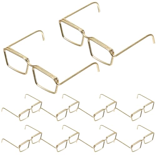 JOINPAYA 10 STK Brillengestell Puppe Verkleiden Puppenkleidung Schnapsgläser Puppenbrille Puppe Verkleidet Sich Mit Brille Ohne Linse Brille Zum Anziehen Der Puppe Stahl Golden von JOINPAYA