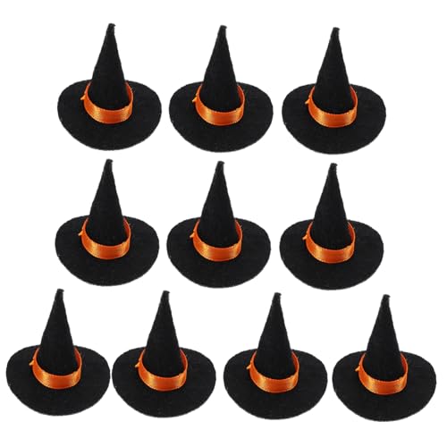 JOINPAYA 10 Stk Halloween-Zwergmütze Miniatur-Puppenhüte Hexenkostüm für Kinder Halloween Hexenhut Halloween Dekoration Hut Mini-Hexenhut für Party Hexenhut Requisite Filzstoff Black von JOINPAYA