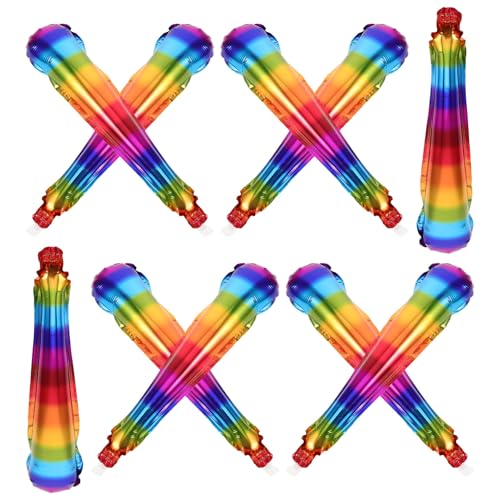 JOINPAYA 10 Stk Regenbogen-ballonstab Jubelnde Klatscher Donnerstangen Aufblasbare Krachmacher Sport-cheersticks Ballon Cheer Stick Aufblasbare Cheerleader-stöcke Jubelstöcke Aluminiumfolie von JOINPAYA