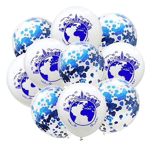 JOINPAYA 10 Stücke 12 Zoll Latex Pailletten Luftballons Weltkarte Design Dark Geburtstag Feier von JOINPAYA