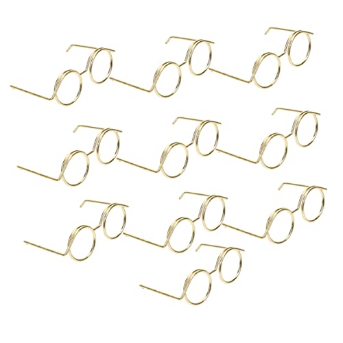 JOINPAYA 10St Puppenbrille Spielzeugpuppen Puppe Mini-Brille Puppenhausmöbel Neon ferngläser kinderferngläser Puppensonnenbrille für Wichtel Miniatur-Brillen-Requisiten Metall Golden von JOINPAYA