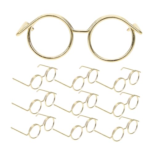 JOINPAYA 10St Puppenzubehör puppentasche Puppen Kleidung Kleine Puppenbrillen Doll Brillen sammlerstücke Mini-Puppenbrille zum Basteln Puppe Mini-Brille DIY-Puppenbrille Metall Golden von JOINPAYA