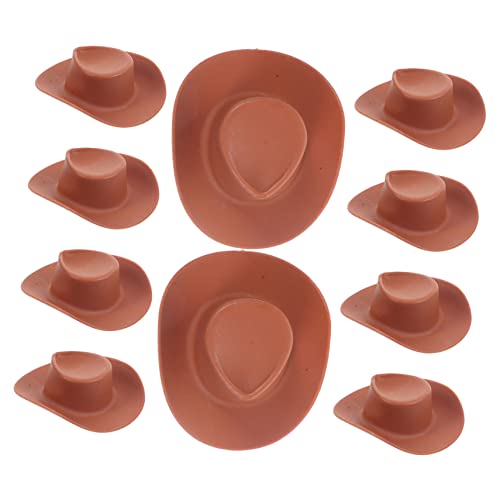 JOINPAYA 10st Kleiner Hut Puppenhüte Kuchen Hut Dekor Kleine Cowboyhüte Zum Basteln Cowboy-minihut Miniaturhüte Cowboy-dekor Kleine Huthüllen Puppe Cowboyhut Mini-Cowgirl-Hut Plastik Brown von JOINPAYA