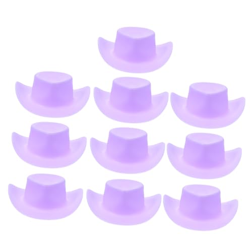 JOINPAYA 10st Mini-cowboyhut Kindermütze Cowboy-Hut Strohhut Kappe Puppenoberteile Puppenhüte Cowgirl-Hut Puppe Cowboyhut Miniatur Mini-Cowboy-mütze Kleine Hüte Zum Basteln Violett Plastik von JOINPAYA