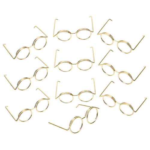 JOINPAYA 10st Puppenbrille Plüschpuppe Zubehör Für Babypuppen Sonnenbrille Seltsam Puppenhaus Dekorative Glasdekore Überraschungsspielzeug Für Mädchen Puppe Mini-Brille Neon Golden Metall von JOINPAYA