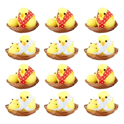 JOINPAYA 12St Osterküken cute decor easter frühlingsfest - Mini Küken mini chicken flauschige Chenilleküken Hühnerfigur Ostersimulation Küken Hähnchen-Stofftiere chemische Faser von JOINPAYA