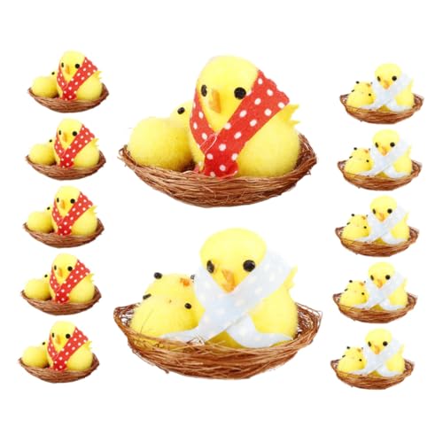 JOINPAYA 12st Osterküken Mini-fuzzy-küken Ostern-küken-dekorationen Osterhühner -miniküken Küken Dekore Küken Osterdeko Gefülltes Hähnchen Simuliertes Küken Chemische Faser von JOINPAYA