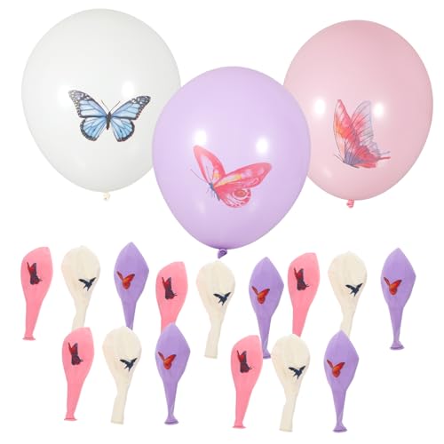 JOINPAYA 18 Stk Schmetterlings-partyballons Partyballons Als Gastgeschenke Geburtstag Luftballons Aufblasbare Cartoon-ballons Luftballons Für Die Party Cartoon-latexballons Rosa Emulsion von JOINPAYA