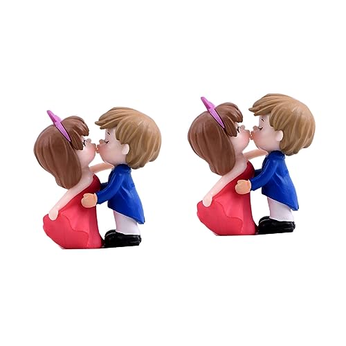 JOINPAYA 2 Paar Hochzeitsdekorationspuppe Hochzeitstorte Topper Miniaturpaarfiguren Mädchen dekoration schlafzimmer bedroom decoration Paar küssen Ornament Miniatur-Paar-Ornament Plastik von JOINPAYA