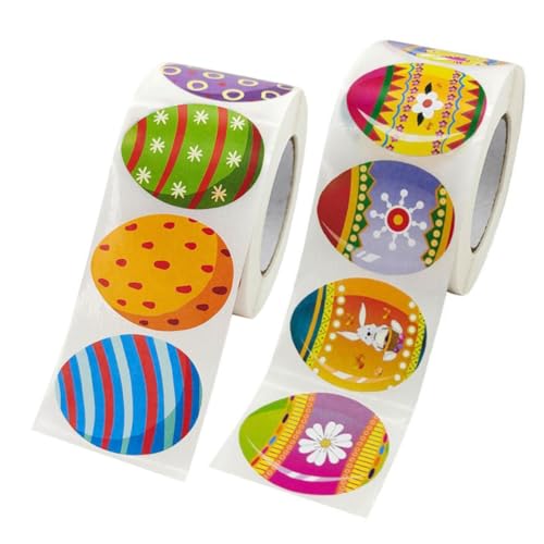 JOINPAYA 2 Rollen Osterei-Aufkleber ostereierfarbe Easter Eggs Ostern für Ostern Umschlag-Siegelaufkleber Geschenkanhänger dekorative Eieraufkleber -Accessoire von JOINPAYA