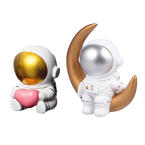 JOINPAYA 2 Stk Ornamente Astronauten-skulptur Dekorative Wohnaccessoires Autodekoration Astronautendekor Für Kuchen Figuren Wohnkultur Weltraumspielzeug Desktop- Auto- Harz von JOINPAYA