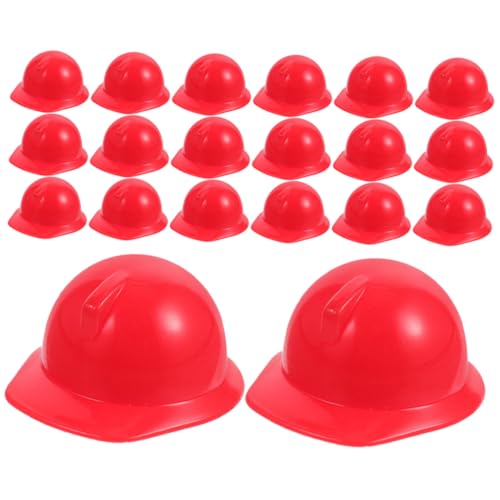 JOINPAYA 20 Stk Spielzeughelm Mini-Puppen-Hut Miniatur-Bauhut Mini- Aufkleber für Schutzhelme Puppenkleidung Accessoires Puppenhüte Puppen-Schutzhelm Plastikpuppenhelme Abs rot von JOINPAYA