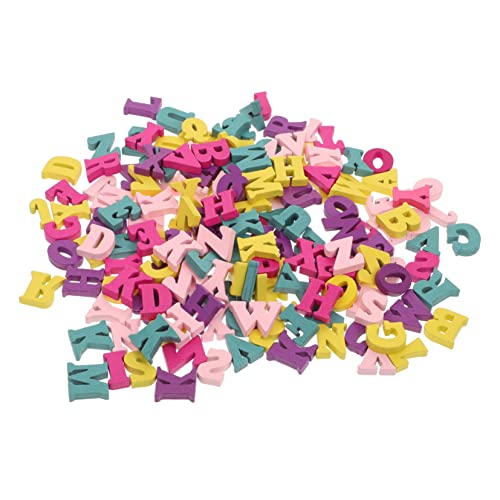 JOINPAYA 200St Holzschnitzel-Alphabet zweite Aufkleber Protokoll Handwerk Brief Holzdekoration Farbige Holzstücke Buchstaben Holzausschnitte Alphabet-Hackschnitzel Holzalphabet Colorful von JOINPAYA